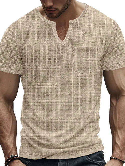 Men's Full Size Notched Short Sleeve T-Shirt Plus Size - The Nicole Sinzinkayo Co.