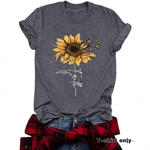 Sunflower Faith Printed Short Sleeve - The Nicole Sinzinkayo Co.