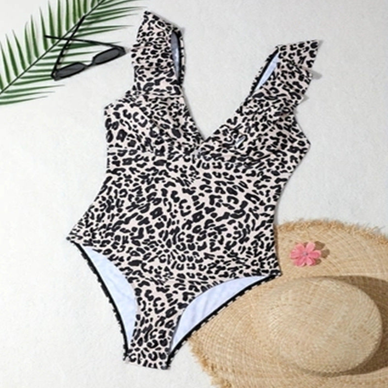 Print Modest Tummy-Control One-Piece Swimsuit for Women, Beach Bikini, Hot Spring Swimwear Wholesale
