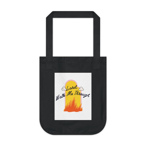 Tote Bag — "Lord Walk Me Through" Sunset Flame Organic Canvas Tote - The Nicole Sinzinkayo Co.