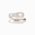 Pure Silver Faith Cross Zircon Ring Women's Simple and Fashionable European and American Style Food Ring Silver Jewelry