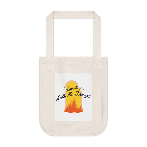 Tote Bag — "Lord Walk Me Through" Sunset Flame Organic Canvas Tote - The Nicole Sinzinkayo Co.
