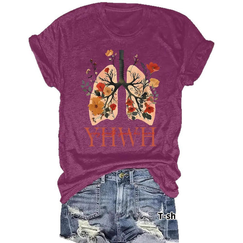 Floral Christian faith pattern round neck loose short sleeved shirt - The Nicole Sinzinkayo Co.