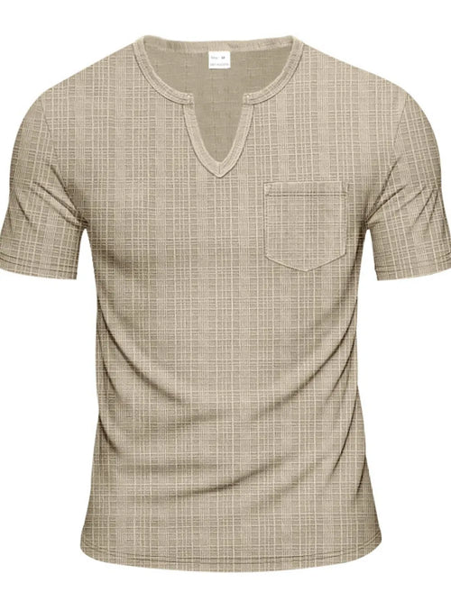 Men's Full Size Notched Short Sleeve T-Shirt Plus Size - The Nicole Sinzinkayo Co.