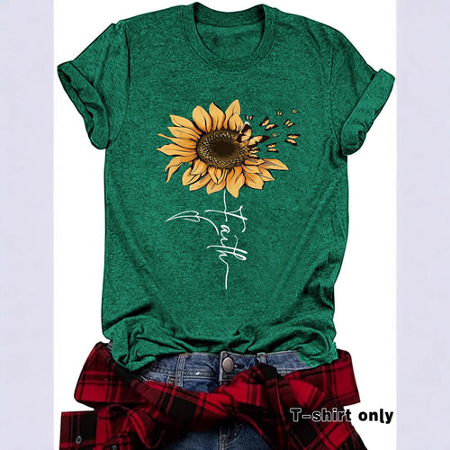Sunflower Faith Printed Short Sleeve - The Nicole Sinzinkayo Co.