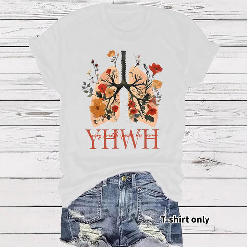 Floral Christian faith pattern round neck loose short sleeved shirt - The Nicole Sinzinkayo Co.