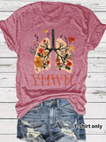 Floral Christian faith pattern round neck loose short sleeved shirt