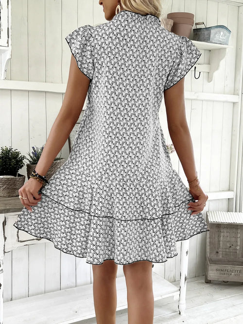 Full Size Ruffled Layered Printed Mini Dress Plus Size - The Nicole Sinzinkayo Co.