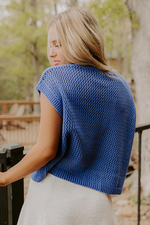 Sky Blue Flag Graphic Short Sleeve Sweater Top - The Nicole Sinzinkayo Co.
